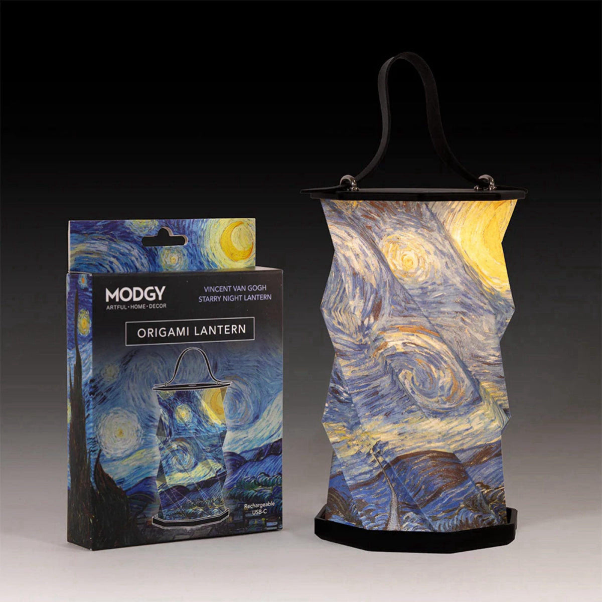 MODGY Starry Night Origami Lantern, Rechargeable LED Decorative Paper Lantern – full view