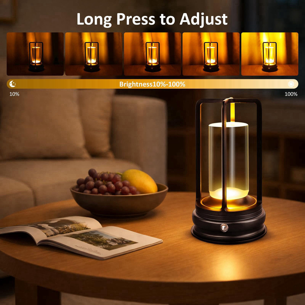 MeRGBWLife Cordless Table Lamp, Rechargeable LED Desk Lamp with 3 Color Temperatures & Stepless Dimming, Portable Touch 