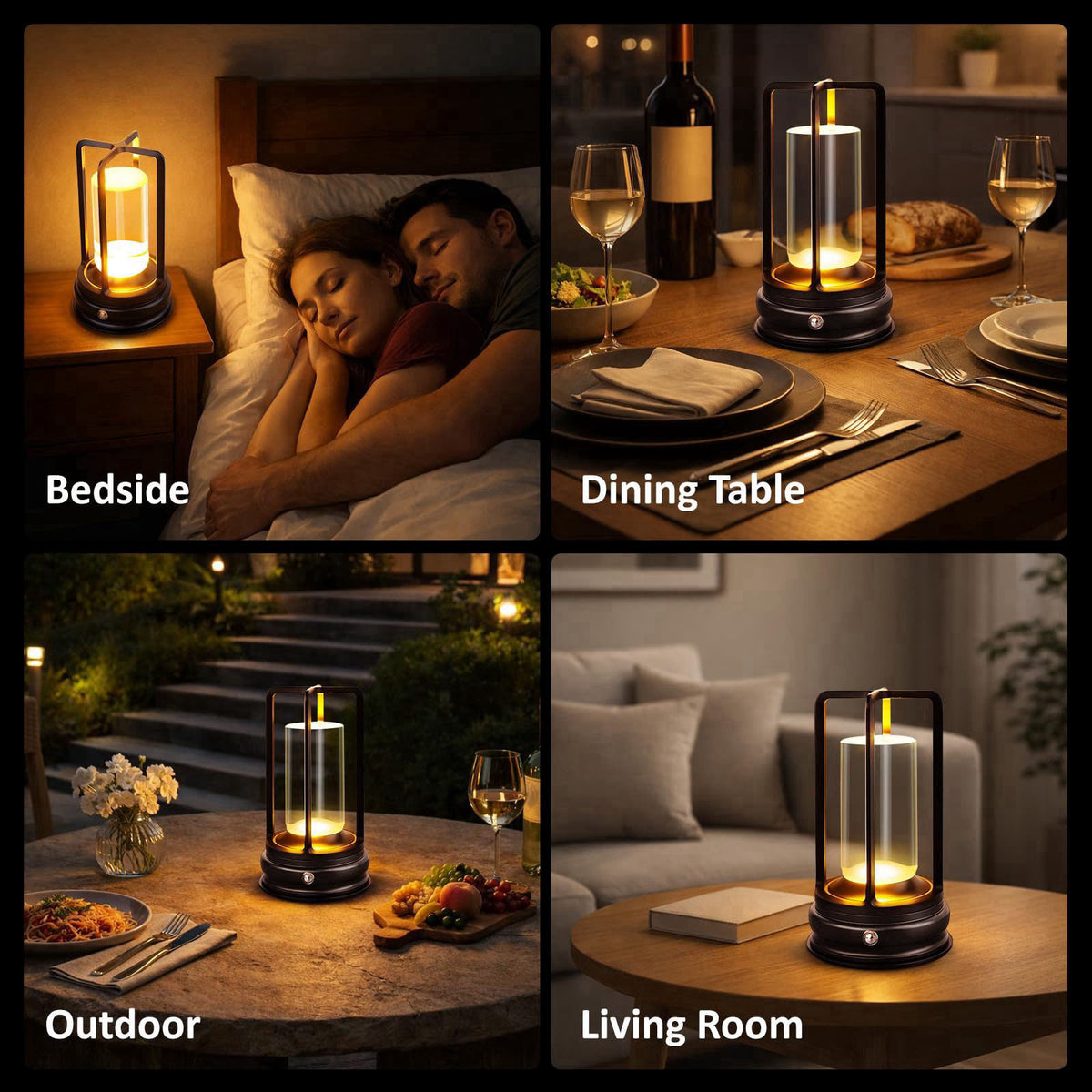 MeRGBWLife Cordless Table Lamp, Rechargeable LED Desk Lamp with 3 Color Temperatures & Stepless Dimming, Portable Touch 