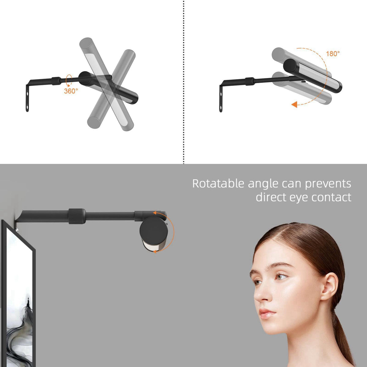 Coinmit 12" Plug in Picture Light 4W Black Art Light with Remote – back view and specifications