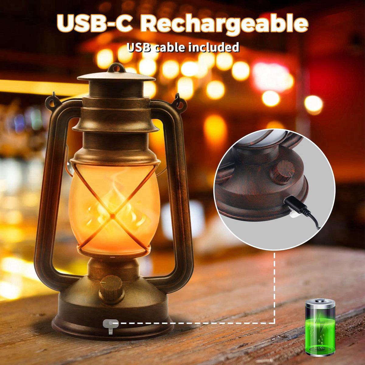 Wondrastical 2 Pack Bronze Vintage 4 Modes Rechargeable Lanterns with Remote Control – packaging and label