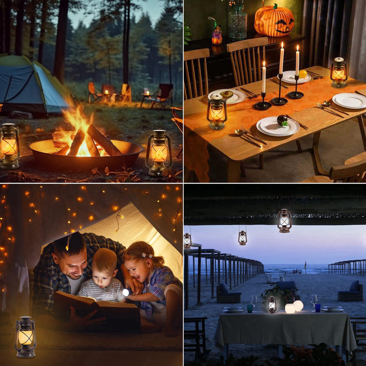 Wondrastical 2 Pack Bronze Vintage 4 Modes Rechargeable Lanterns with Remote Control – alternate angle