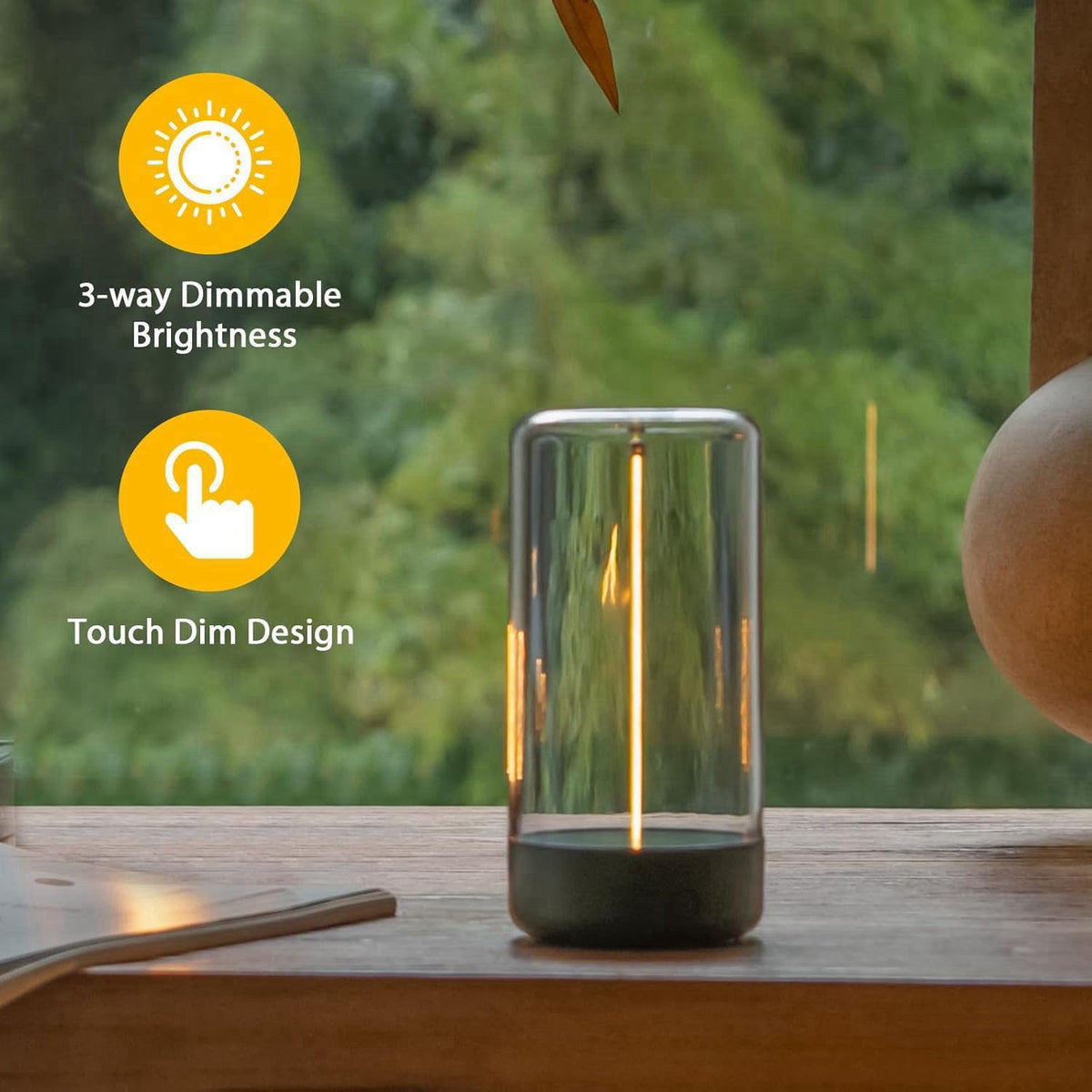 AUGE LIGHT Mini Minimalist Table Lamp, Cordless Lamp, Rechargeable Lamp – packaging and label