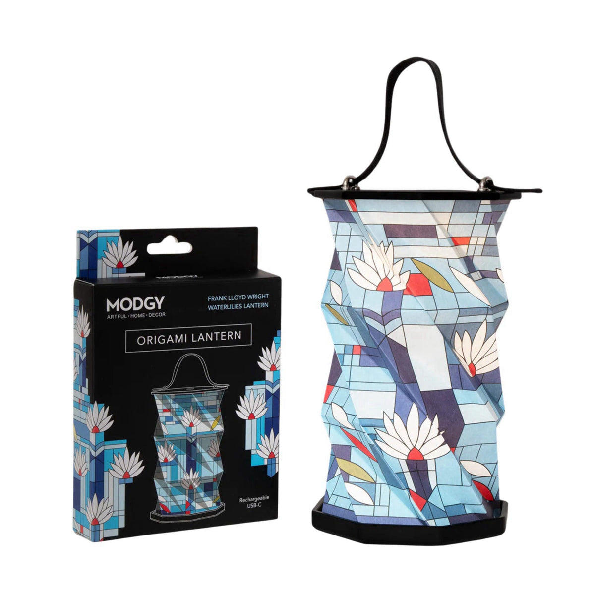 MODGY Waterlilies Origami Lantern, Rechargeable LED Decorative Paper Lantern