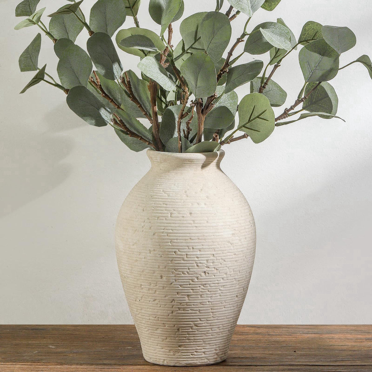 Vanselia Ceramic Flower Vase Home Decor - Large Farmhouse Table Vases Rustic Vintage Living Room Kitchen Bedroom Decorat