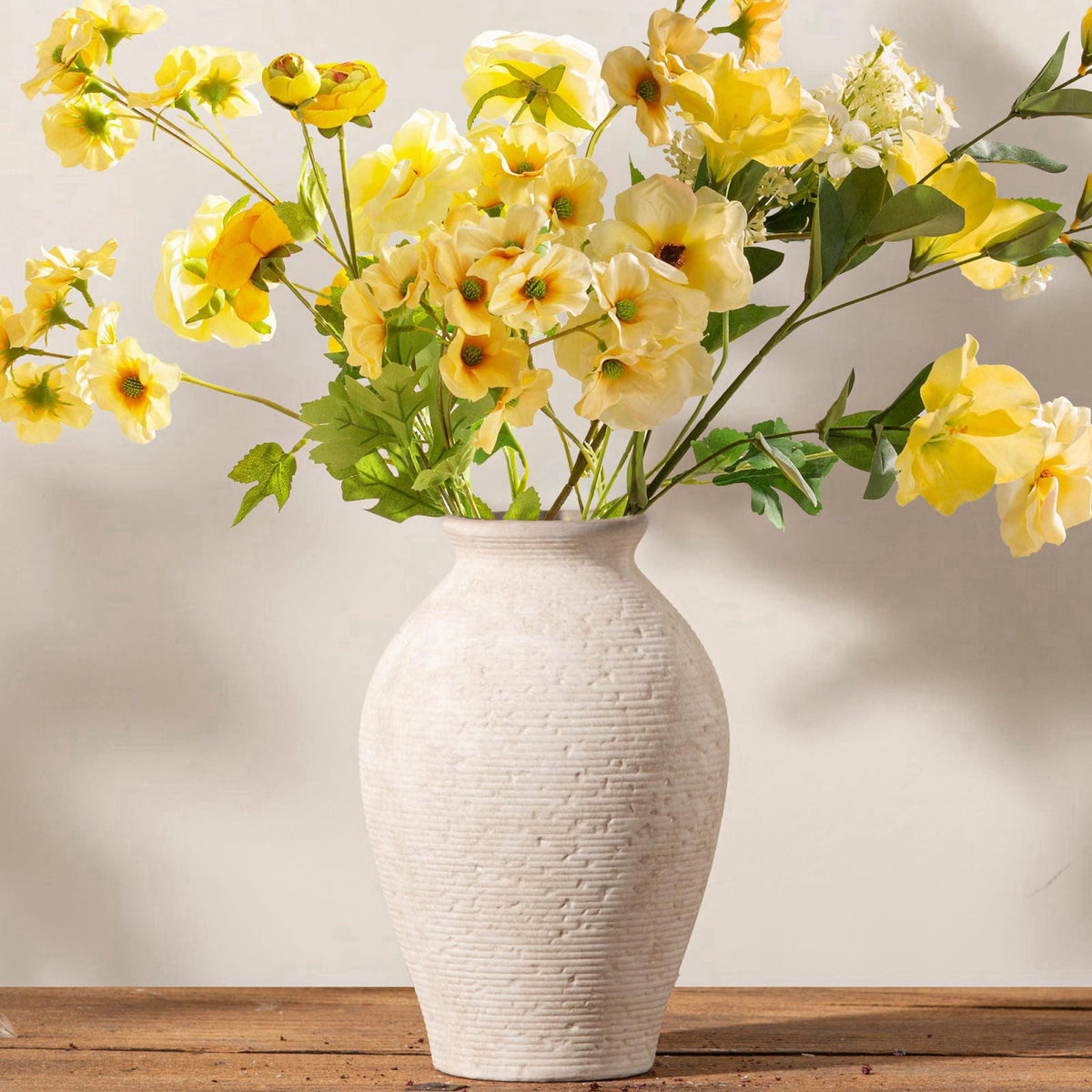Vanselia Ceramic Flower Vase Home Decor - Large Farmhouse Table Vases Rustic Vintage Living Room Kitchen Bedroom Decorat
