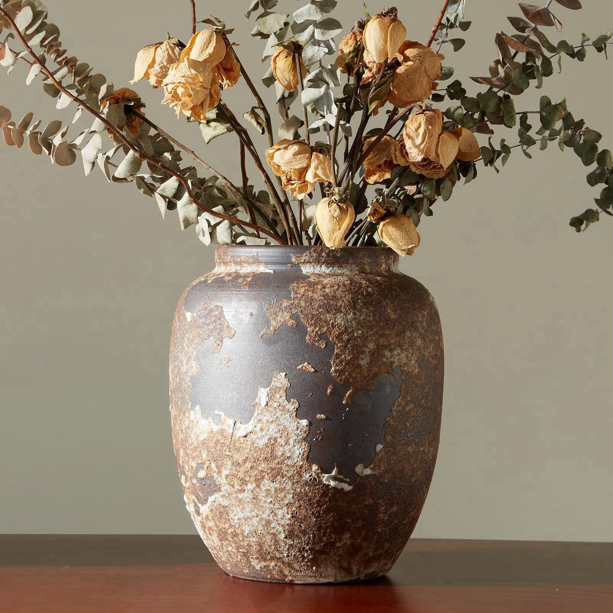 Smiletag Rustic Vase for Home Decor, Farmhouse Terracotta Vases, Stone Vases, Large Vases for Living Room Decor, Rustic 
