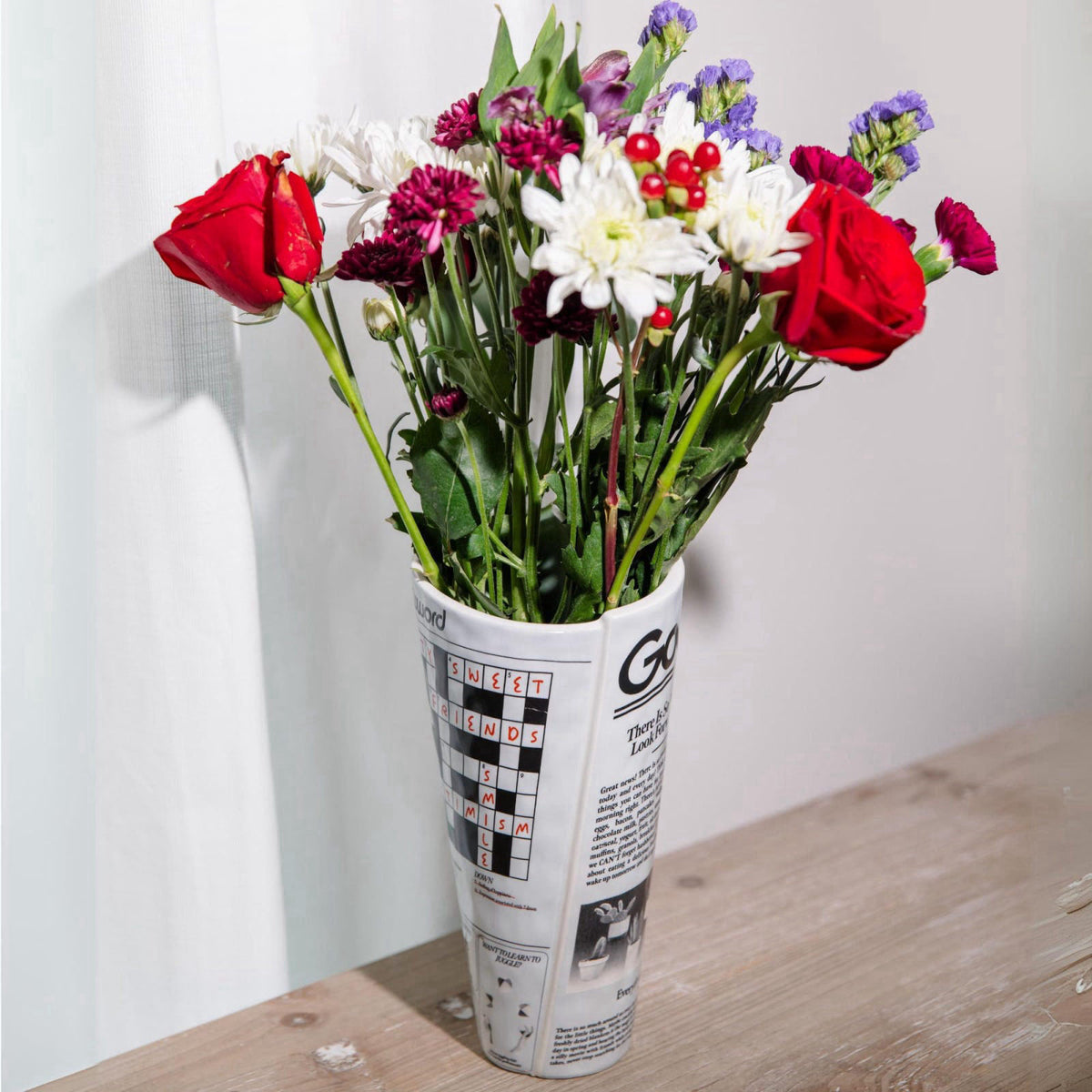 ban.do Ceramic Vase, Newspaper Roll – close-up detail in Newspaper