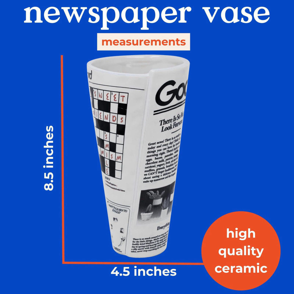 ban.do Ceramic Vase, Newspaper Roll – packaging and label