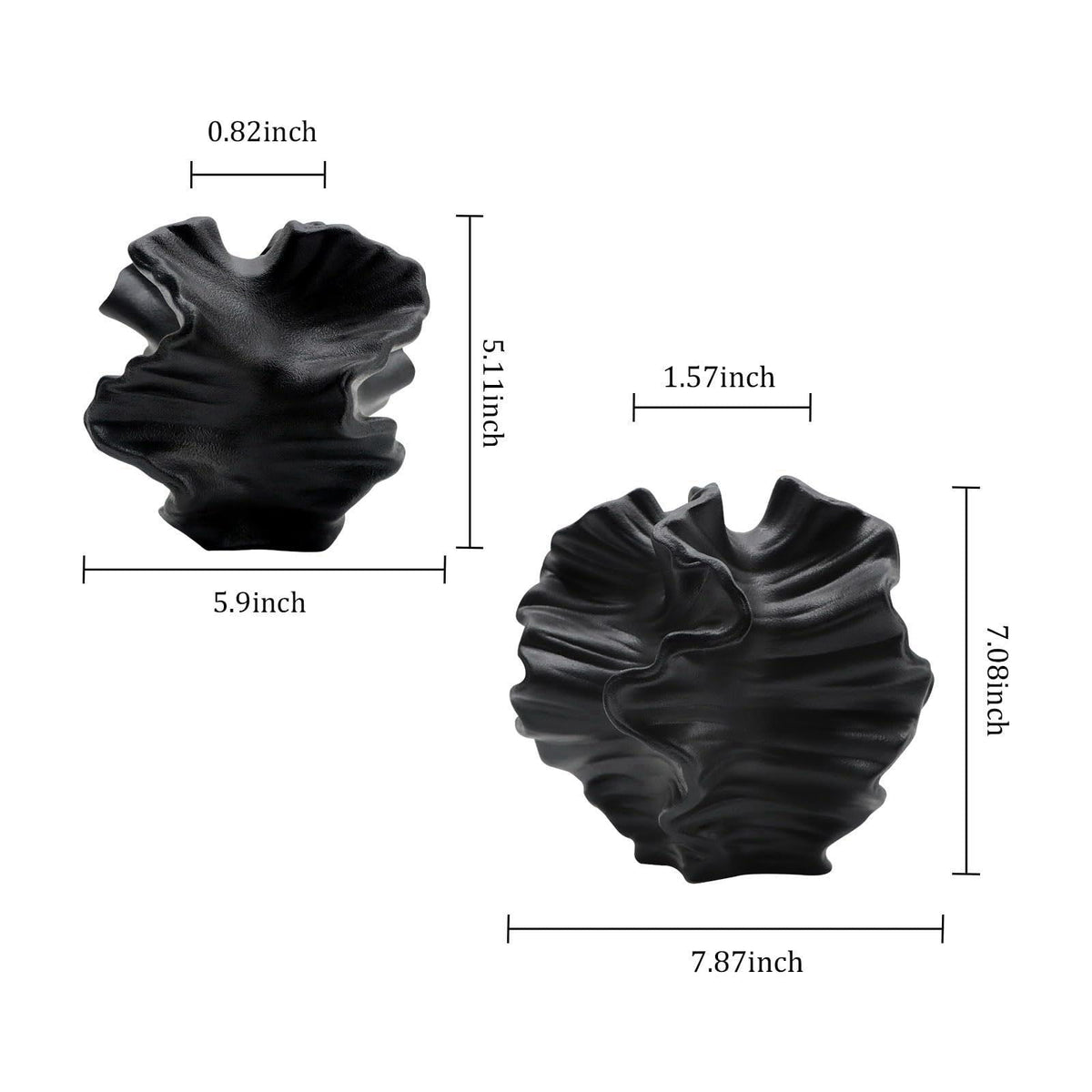 LZV Ceramic Vase - Set of 2 for Home Decor,Black Flower Shape Pampas Vases Minimalist Nordic Boho Style for Modern Farmh