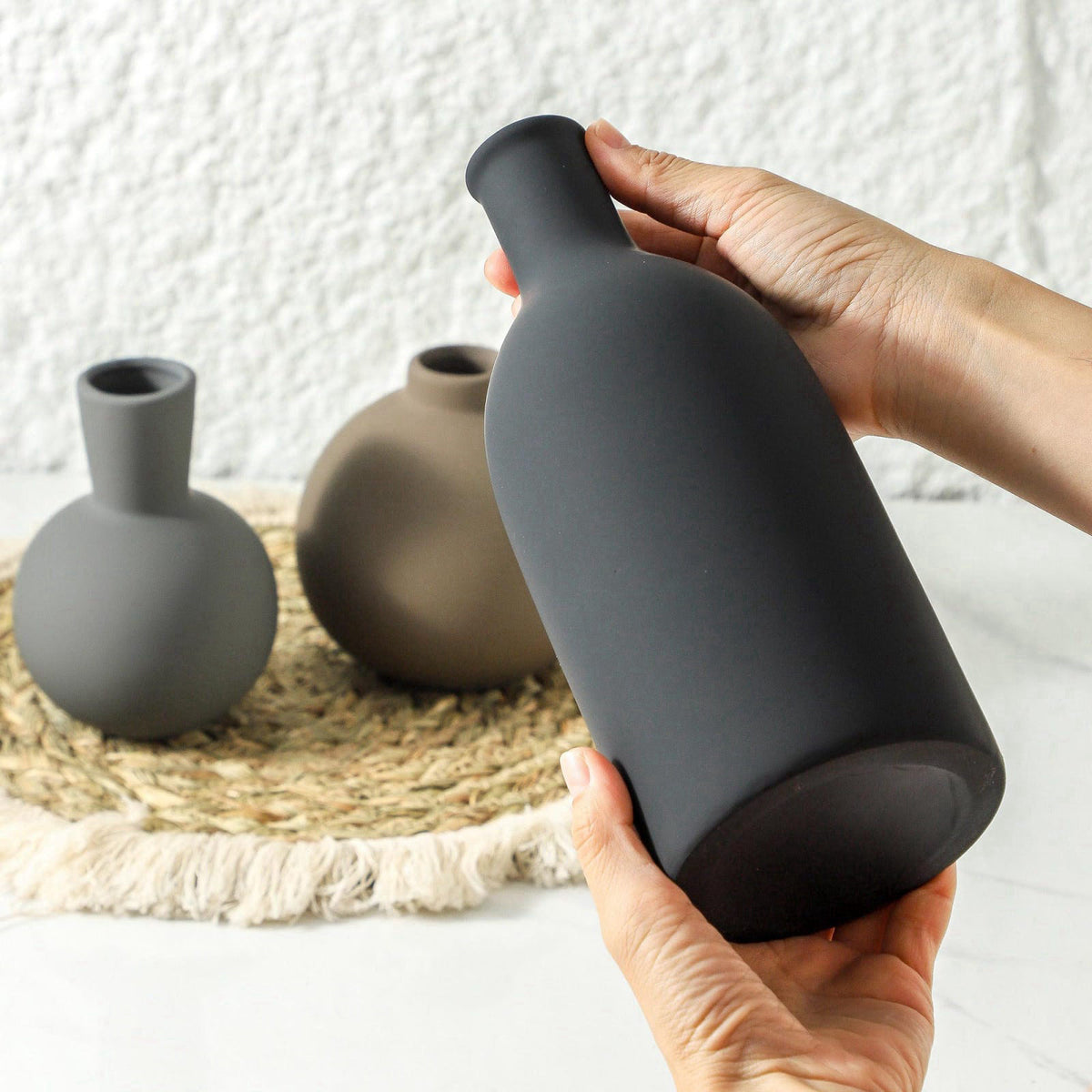 ooit Ceramic Vase Set of 3 | Neutral Vases Home Decor | Modern Flower Pottery Vases Rustic Farmhouse Vase for Table Entr