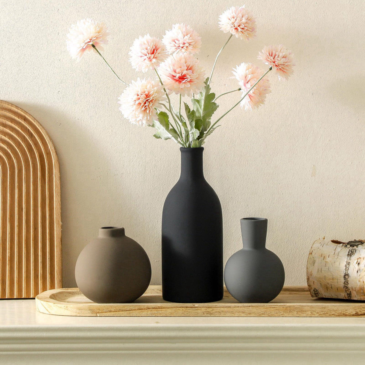 ooit Ceramic Vase Set of 3 | Neutral Vases Home Decor | Modern Flower Pottery Vases Rustic Farmhouse Vase for Table Entr