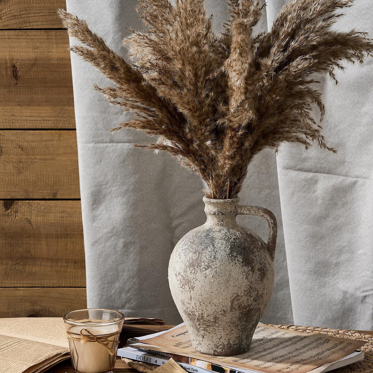 LUKA Ceramic Rustic Farmhouse Vase – back view and specifications