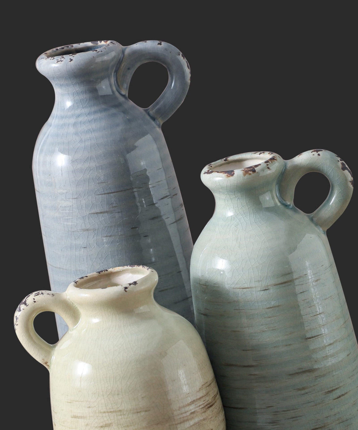 ooit Ceramic Vase Set of 3 | Neutral Vase Home Decor with Handle | Pottery Modern Farmhouse Vases Pampas Grass Flower Va