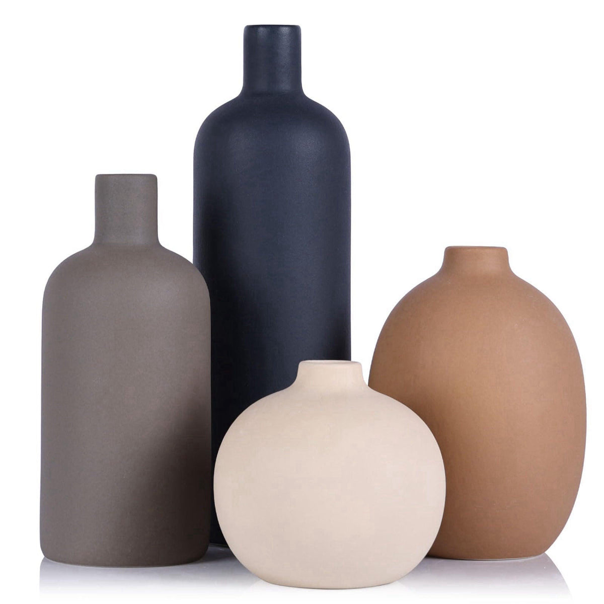 QIANLING Ceramic Vase Set of 4, Modern Vases Home Decor, Neutral Decorative Vase for Bouquet Pampas Grass Dried Fresh Fl