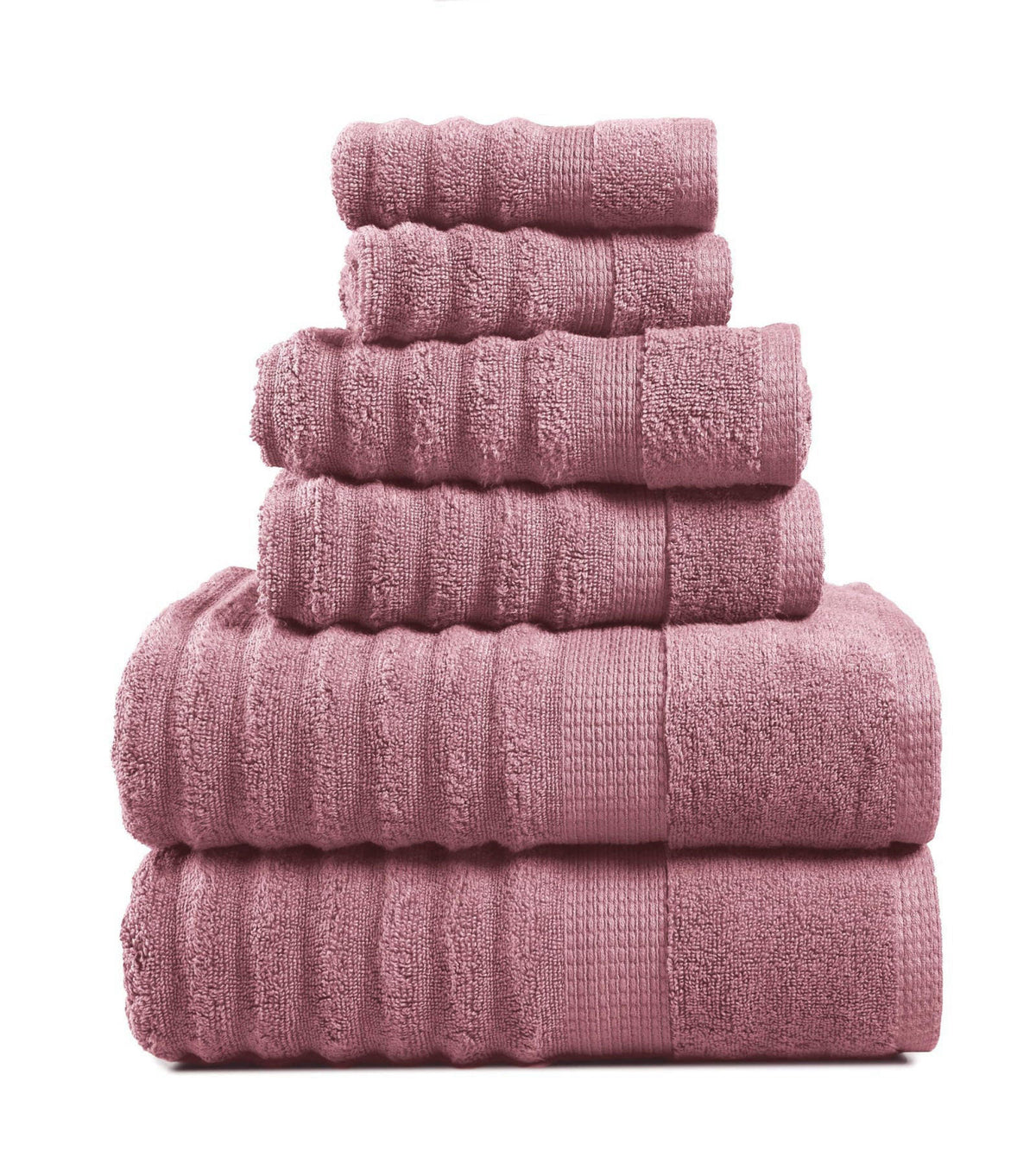 LANE LINEN Bath Towel Set Absorbent Quick Dry 100% Cotton - Wishful Mauve – product photo (Towel Sets)