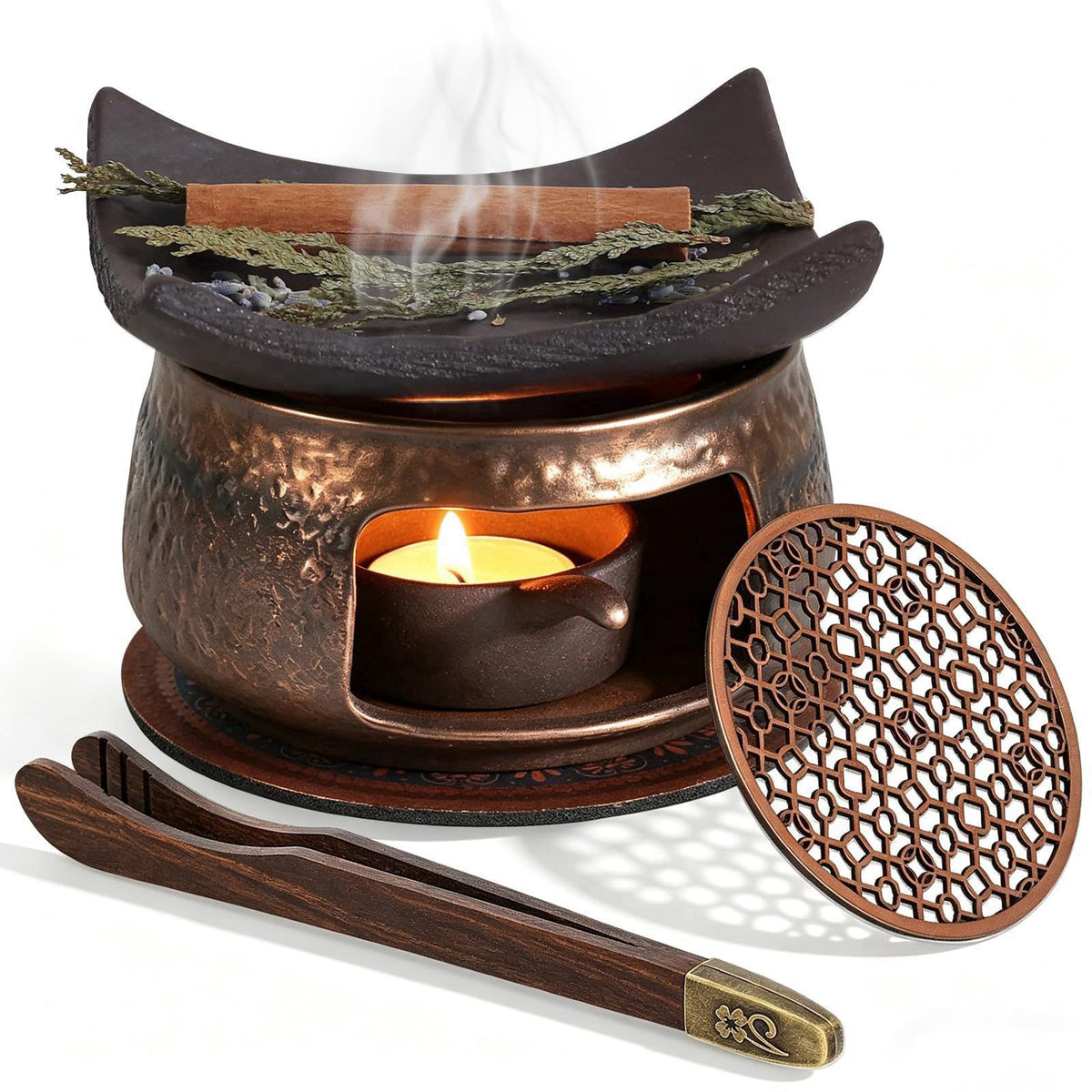 BYSHIGEBAO Zen Herb Burner Kit, 1250°C High-Fired Aromatherapy Burner Set, Herb Burner
