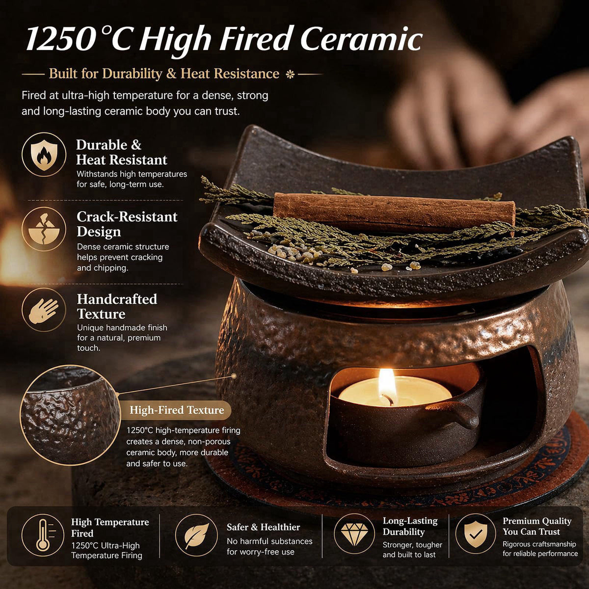 BYSHIGEBAO Zen Herb Burner Kit, 1250°C High-Fired Aromatherapy Burner Set, Herb Burner – alternate angle