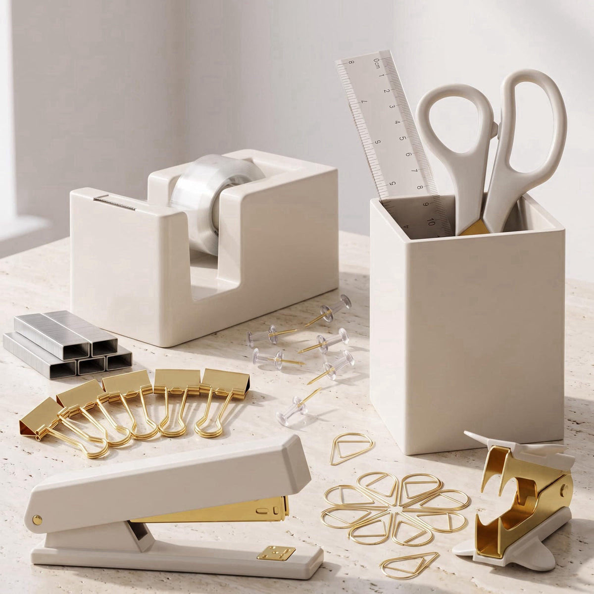KIBAGA Aesthetic Desk Accessories Set for Women - A Complete Office Organizer Set – product photo (Supply Organizers)