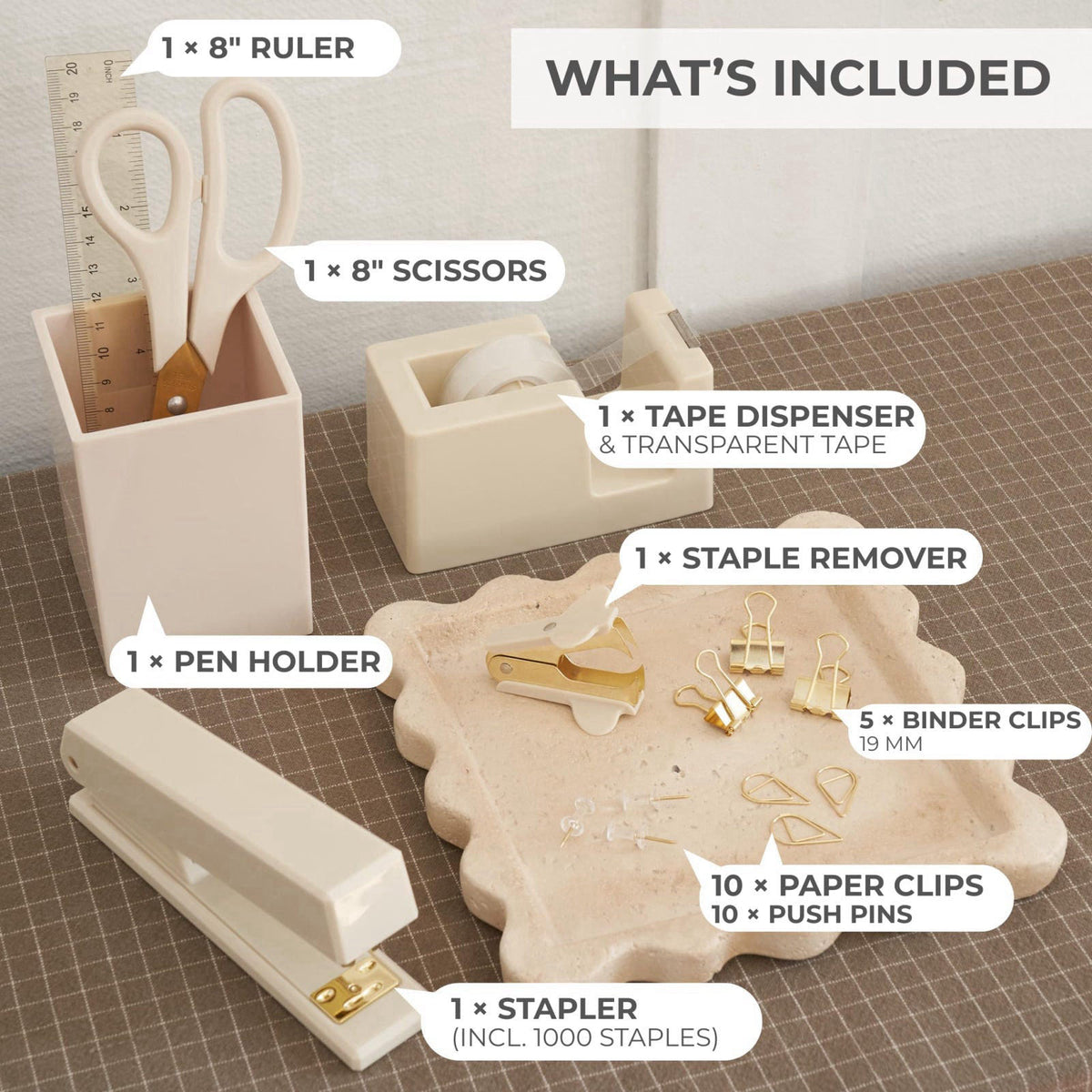 KIBAGA Aesthetic Desk Accessories Set for Women - A Complete Office Organizer Set – full view