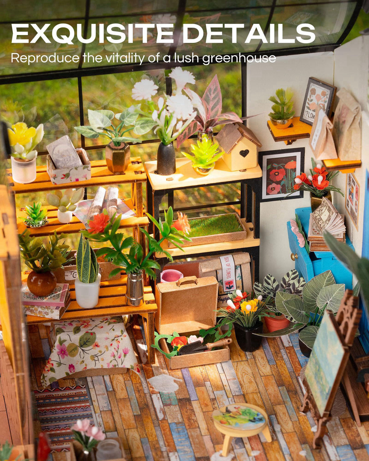 Rolife Greenhouse DIY Miniature Dollhouse Kit Creative Gift for Adults – full view