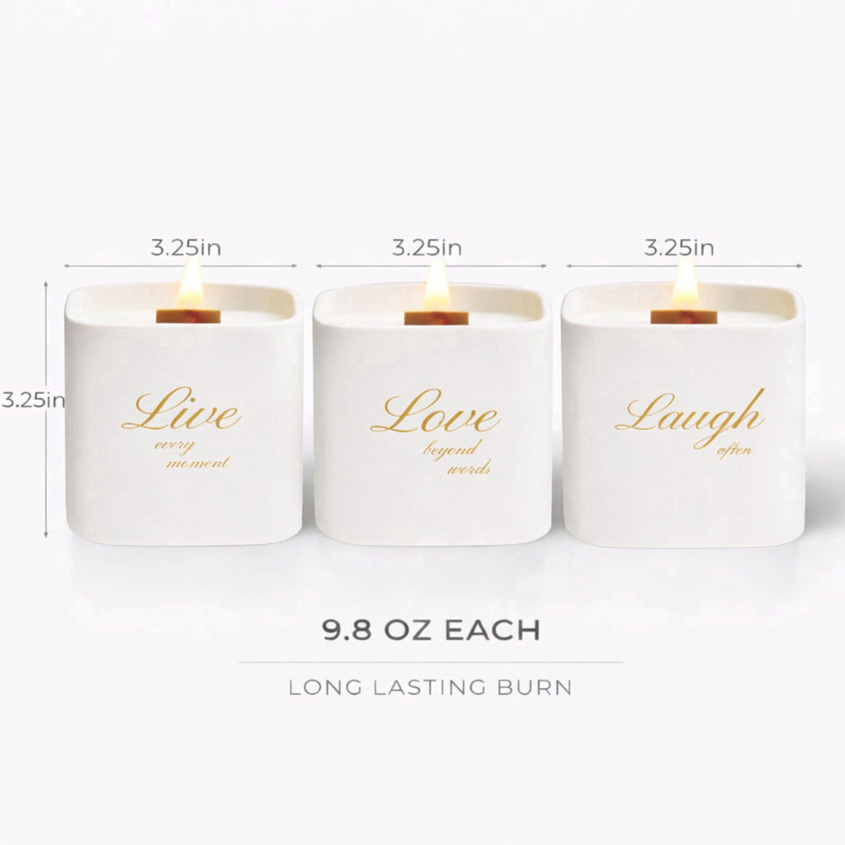Lumi Brand Set of 3 Premium Scented Soy Candles Gift Set | One Life Collection - Orange Blossom, White Tea & White Bloom