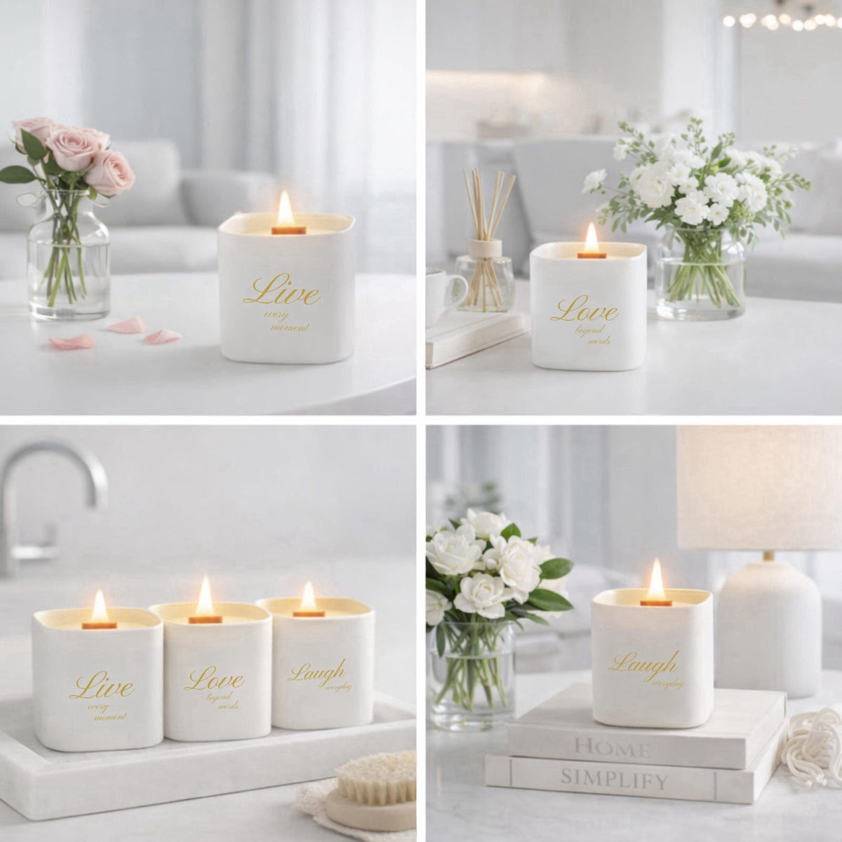 Lumi Brand Set of 3 Premium Scented Soy Candles Gift Set | One Life Collection - Orange Blossom, White Tea & White Bloom