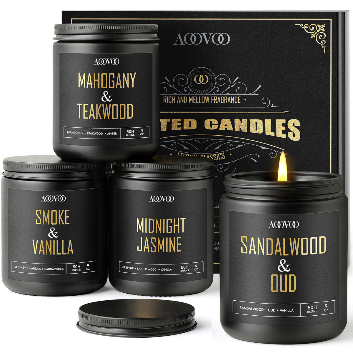 AOOVOO Scented Candles for Men - 4 Pack Candles for Home Scented – product photo (Jar Candles)