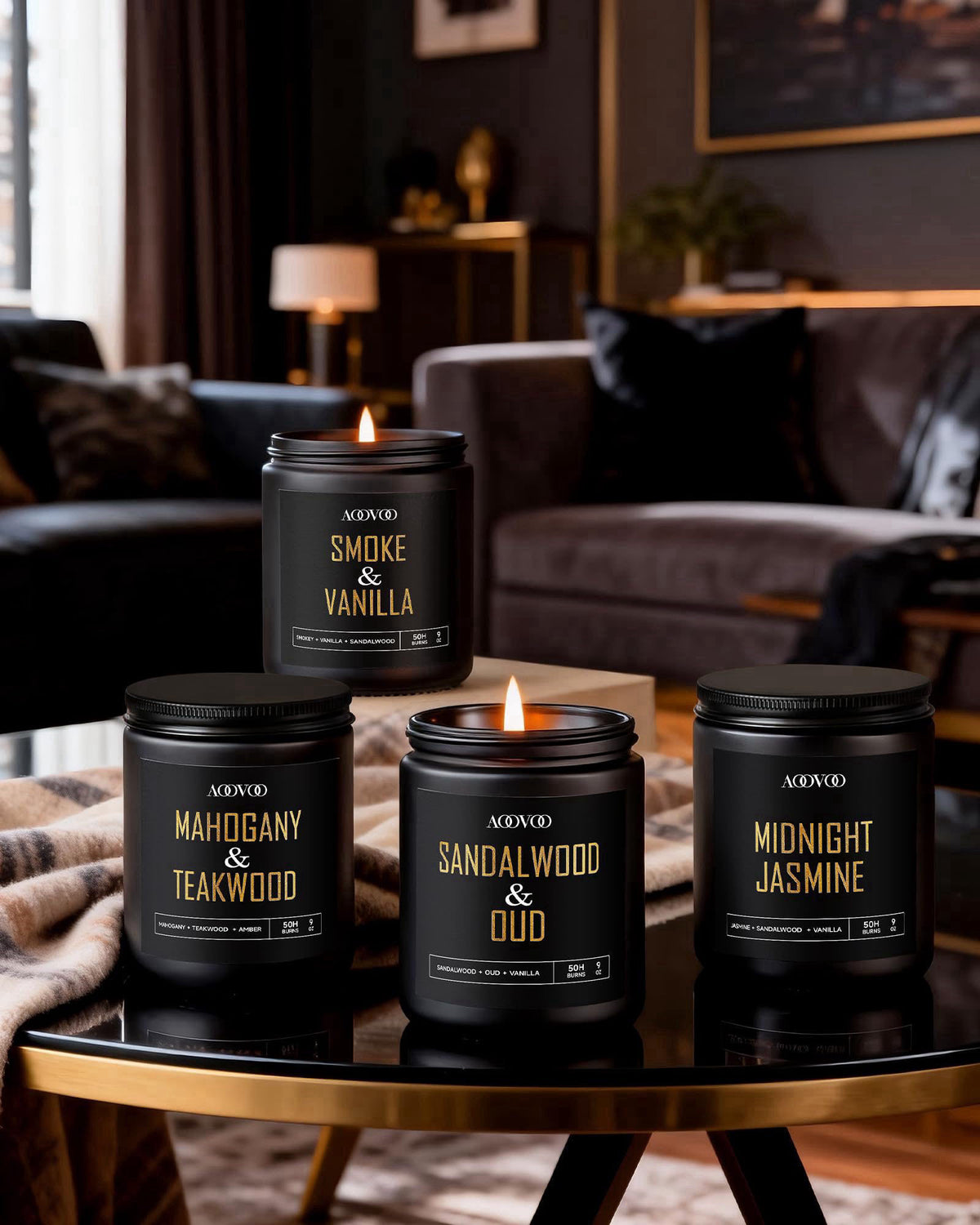 AOOVOO Scented Candles for Men - 4 Pack Candles for Home Scented – close-up detail
