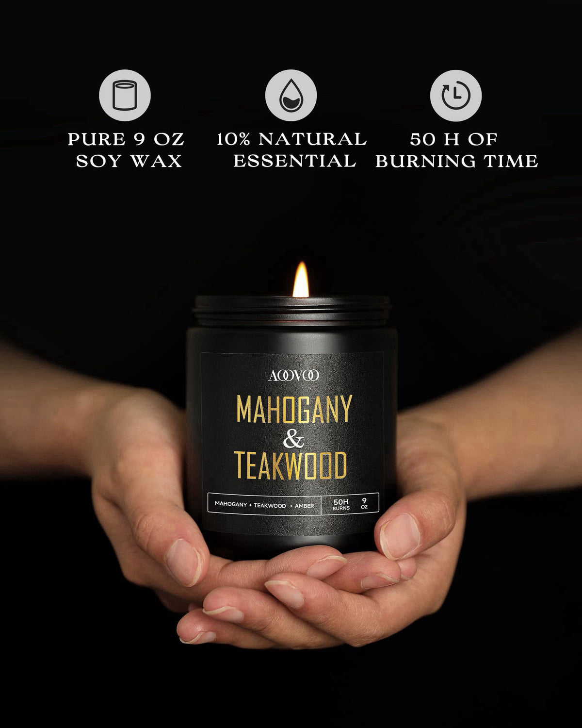 AOOVOO Scented Candles for Men - 4 Pack Candles for Home Scented – packaging and label