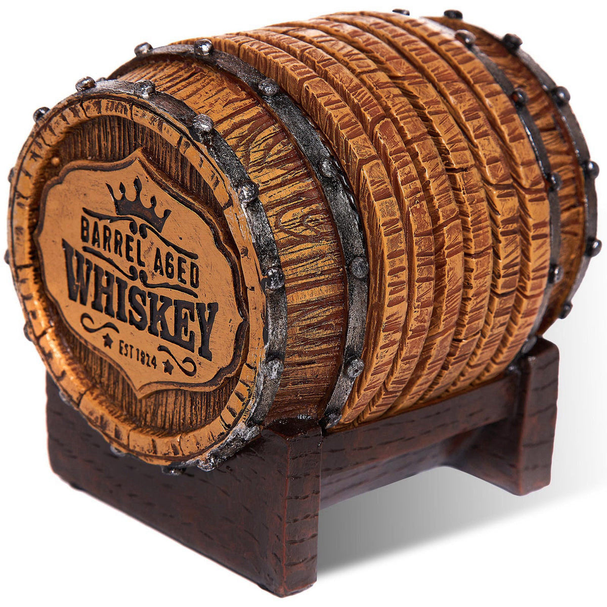 Cabin Obsession Whiskey Barrel Coasters Set of 6 - Bar Coasters & Whiskey Gifts for Men – product photo (Coasters)