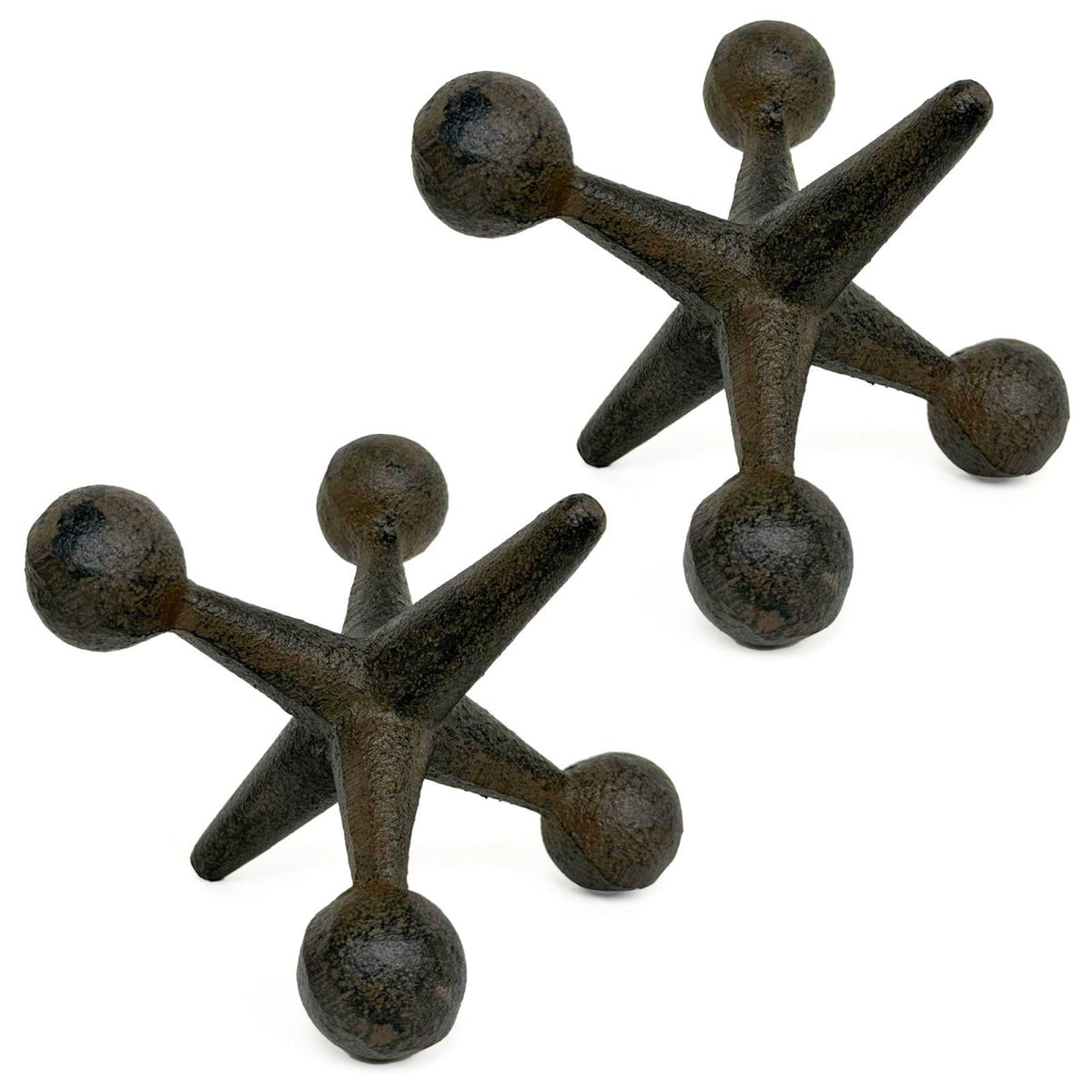 Decoronix Vintage Cast Iron Jack Sculpture Set of 2 - Industrial Retro Office Decor Statues - Masculine Shelf Accents - 