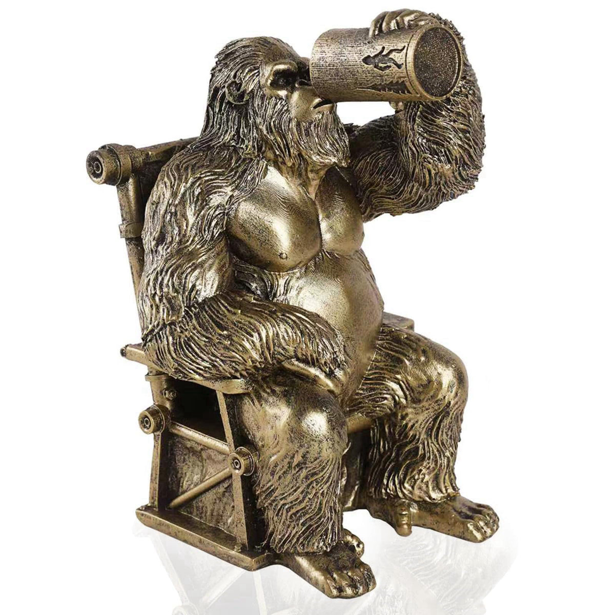 JJALIGHTS Bigfoot Statue Lazy Sasquatch Drinking Beer Whimsical Home Decor – Brass, Resin Resin Resin Resin Resin