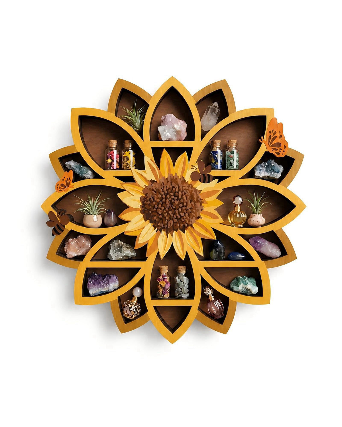 FNYDOX Sunflower Decorations for Home Sunflower Gift for Women Crystal Wall Shelf – product photo (Floating Shelves)