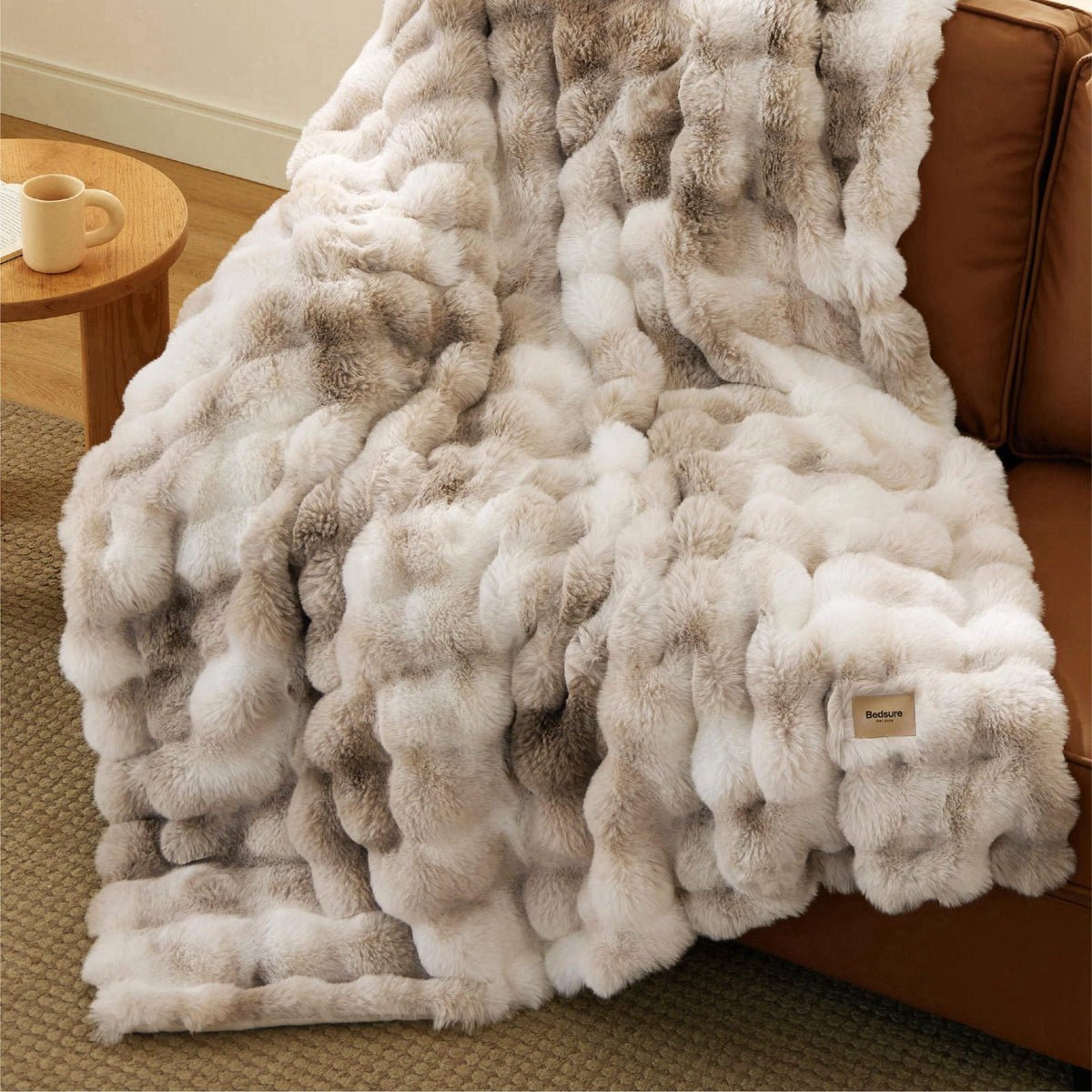 Bedsure Fluffy Bubble Faux Fur Throw XL Blanket, 50"x70", Tie-dye Taupe – 10 Colors 4+ Colors 3+ Colors 13+ Colo
