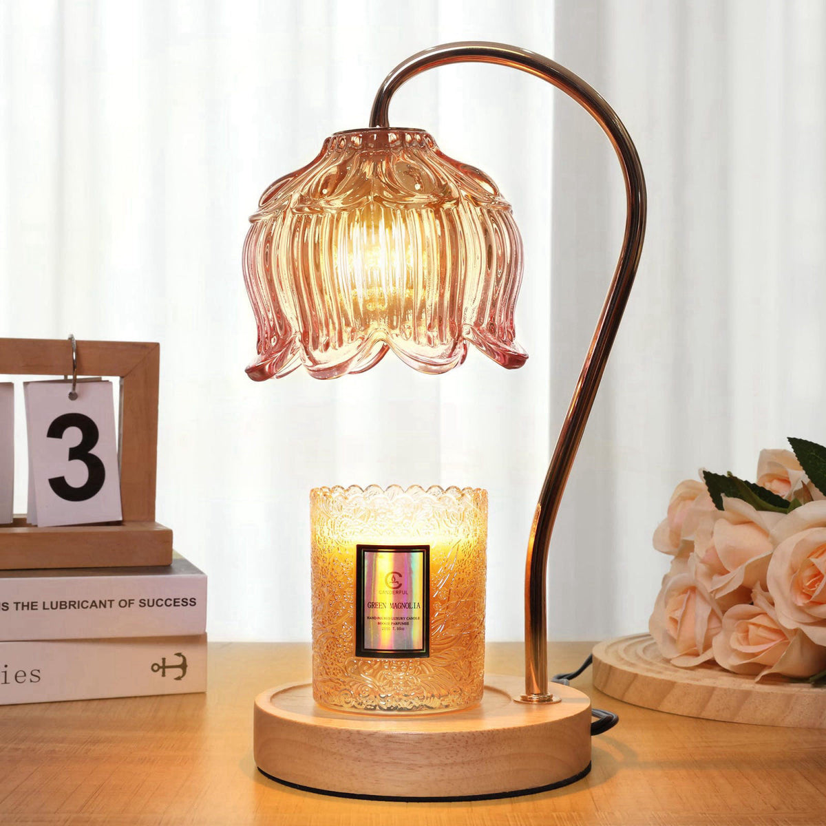 Merrtody Flower Candle Warmer Lamp with Timer，Birthday Gifts for Mom – product photo (Candle Lamps)