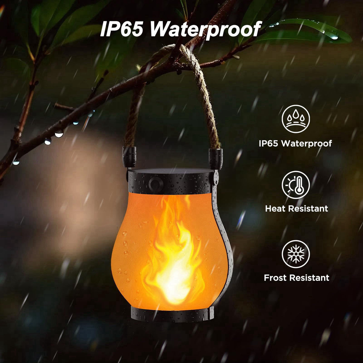 Hompavo Gen2 Solar Lanterns Outdoor Waterproof with Ultra-Real Flame – alternate angle
