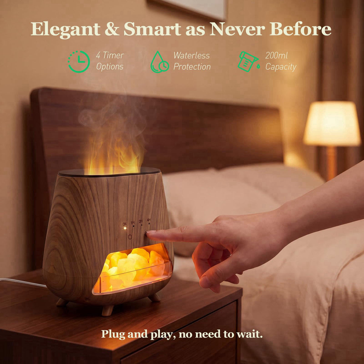 OUWEDW Essential Oil Diffuser for Home: 4-in-1 Himalayan Salt Lamp – packaging and label