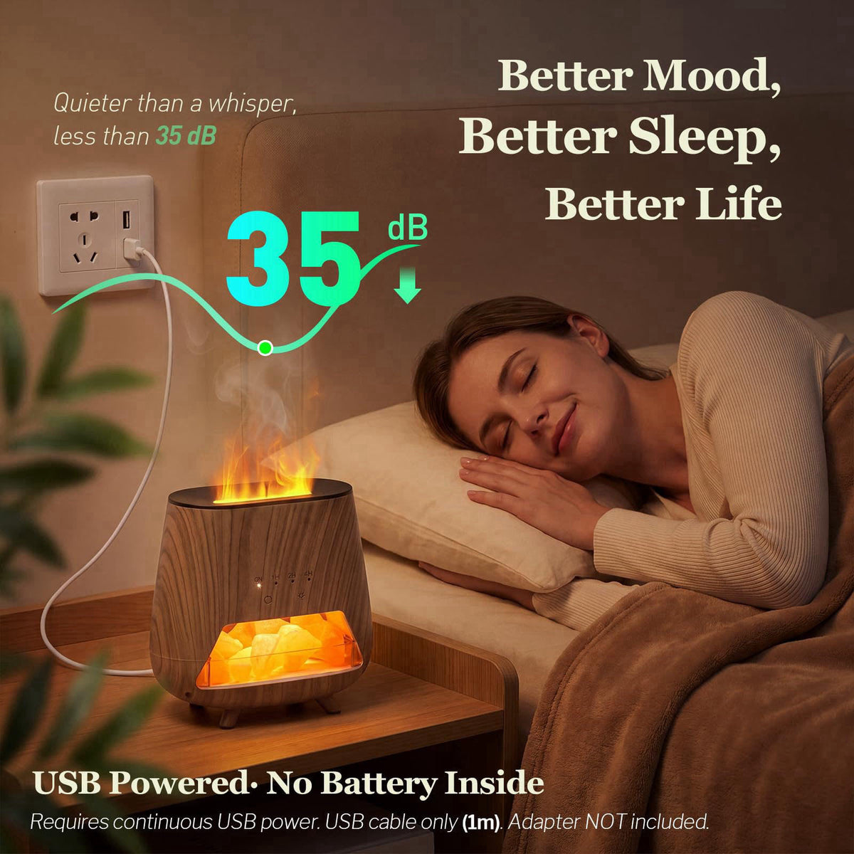 OUWEDW Essential Oil Diffuser for Home: 4-in-1 Himalayan Salt Lamp – full view