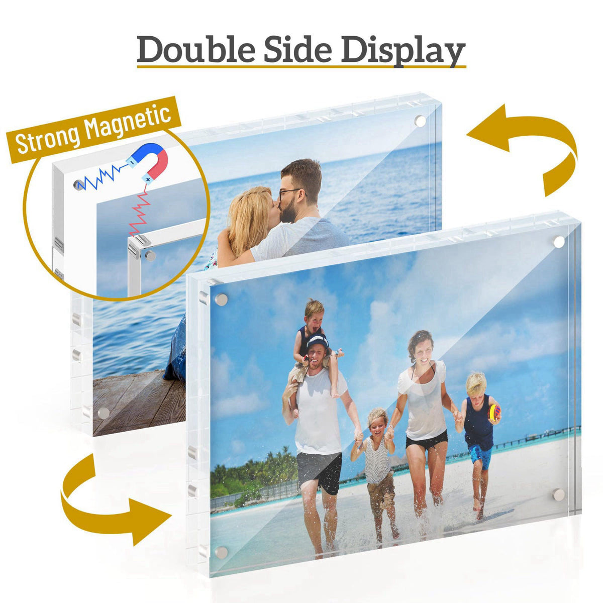 ATZYmolin 5 Pack 5x7 Acrylic Picture Frame, Magnetic Double Sided – full view