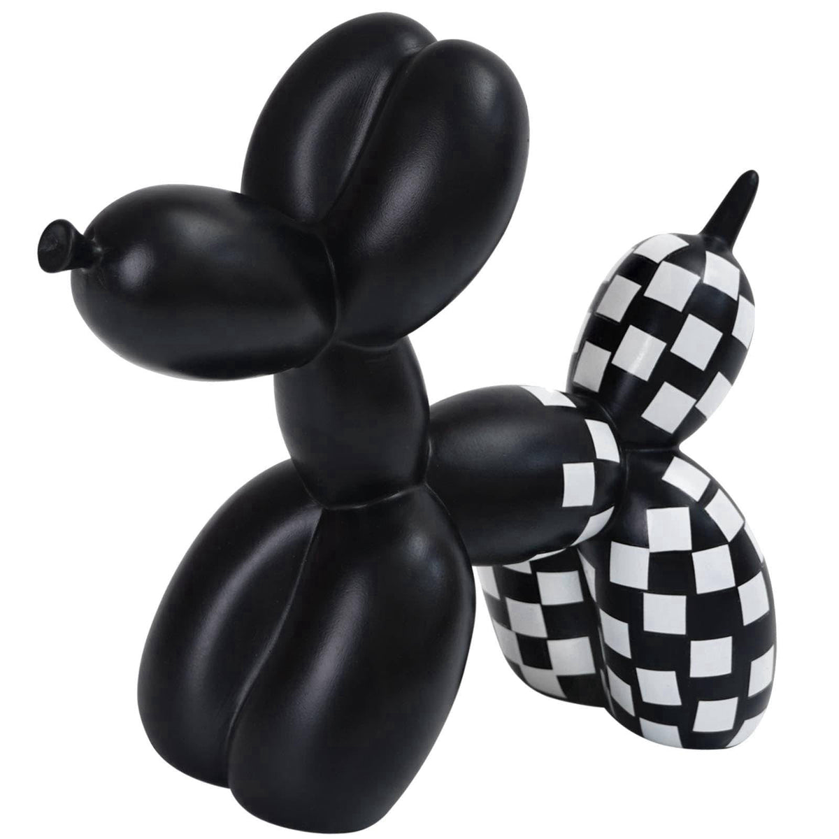 Notakia Black and White Checkered Racing Car Pattern Balloon Dog Statue Crafts Living Room Desktop Decorations,Handmade 