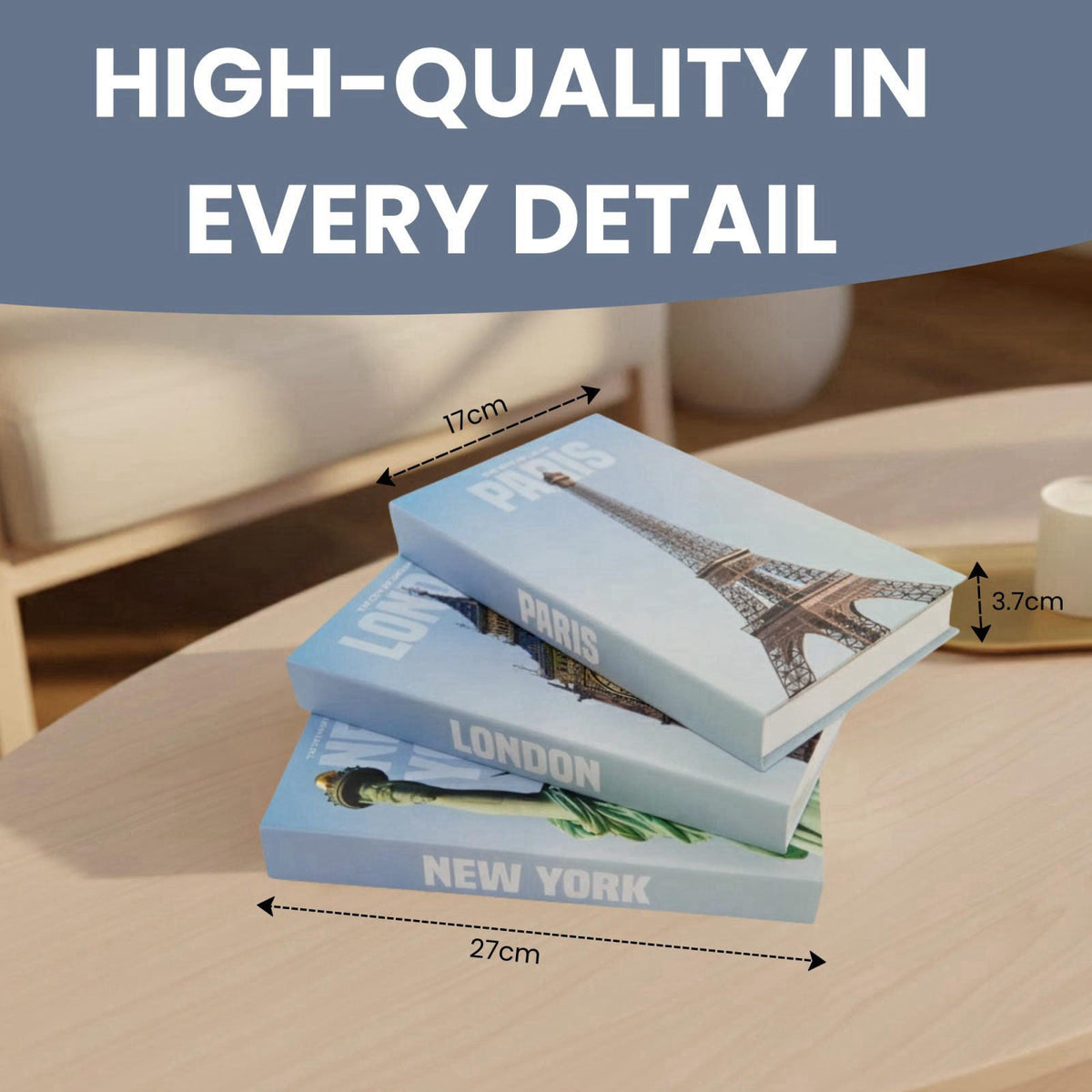 ORMARA HOMES Antique Decorative Books for Home Decor - 3 Pack - Coffee Table Books Decor - Fake Books for Bookshelf Deco