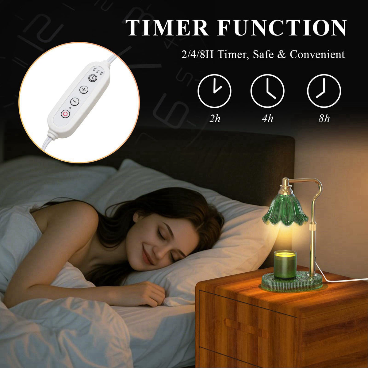 WYghyronic Flower Candle Warmer Lamp with Timer & 4-Level Dimmer, Adjustable Height – full view, size A19