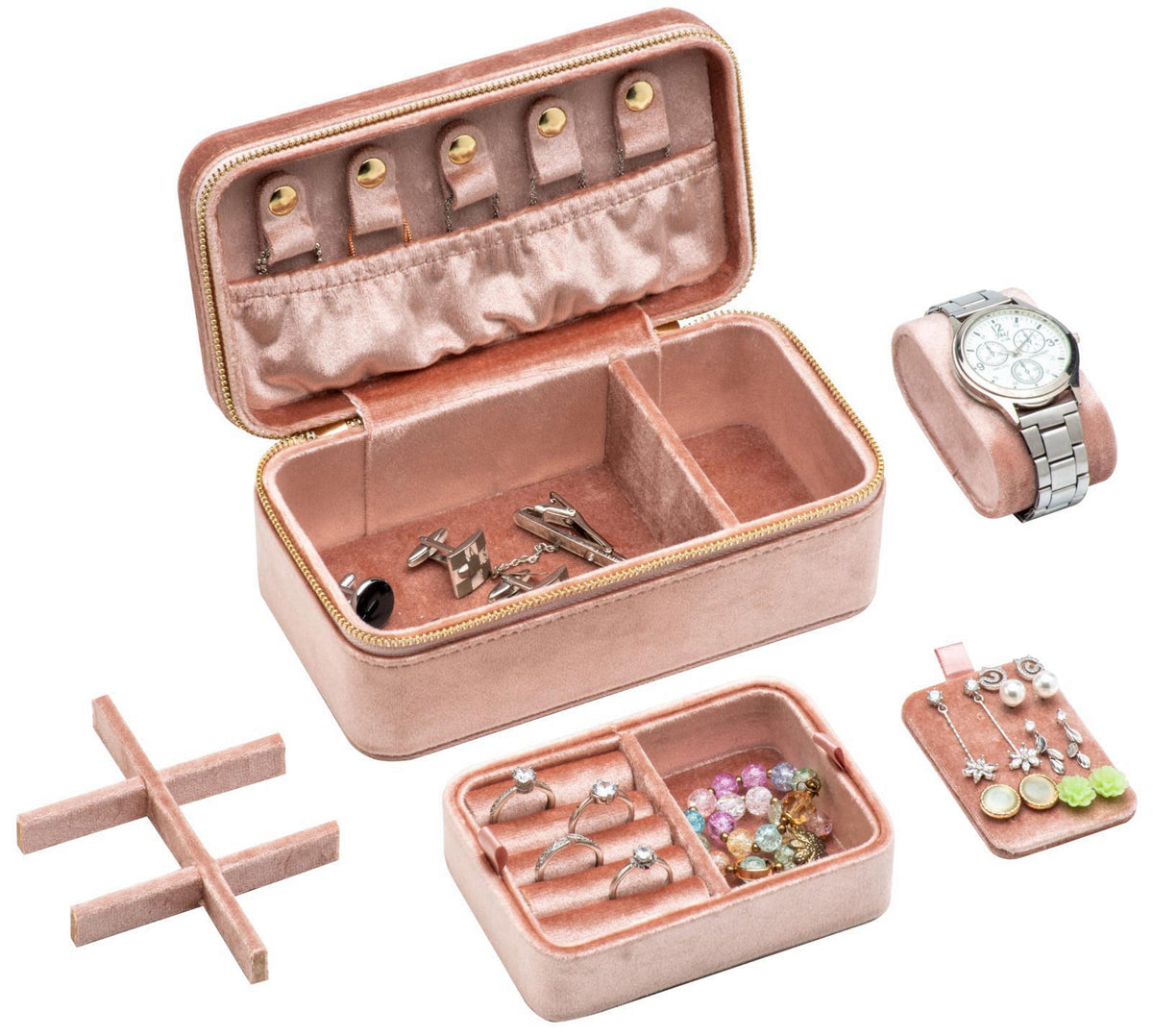 COWFEX Velvet Jewelry Storage Organizer Display Box for Ring Necklace – alternate angle