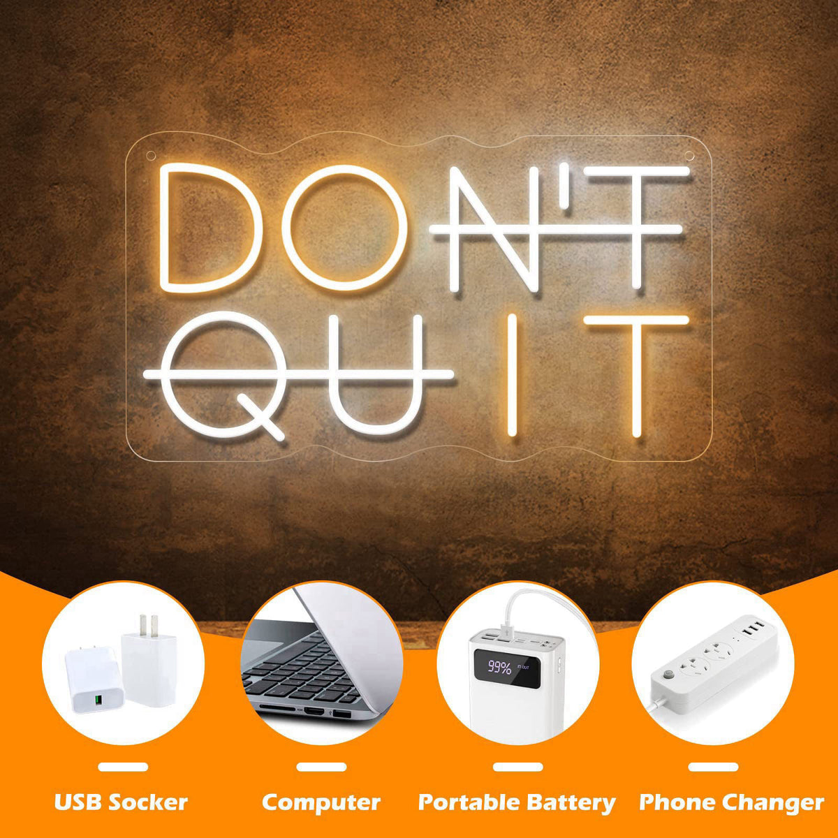 YIKBIK Don't Quit LED Neon Sign for Wall Decor, DO IT Neon Lights Party Decorations, USB Powered Switch Neon Lights ligh