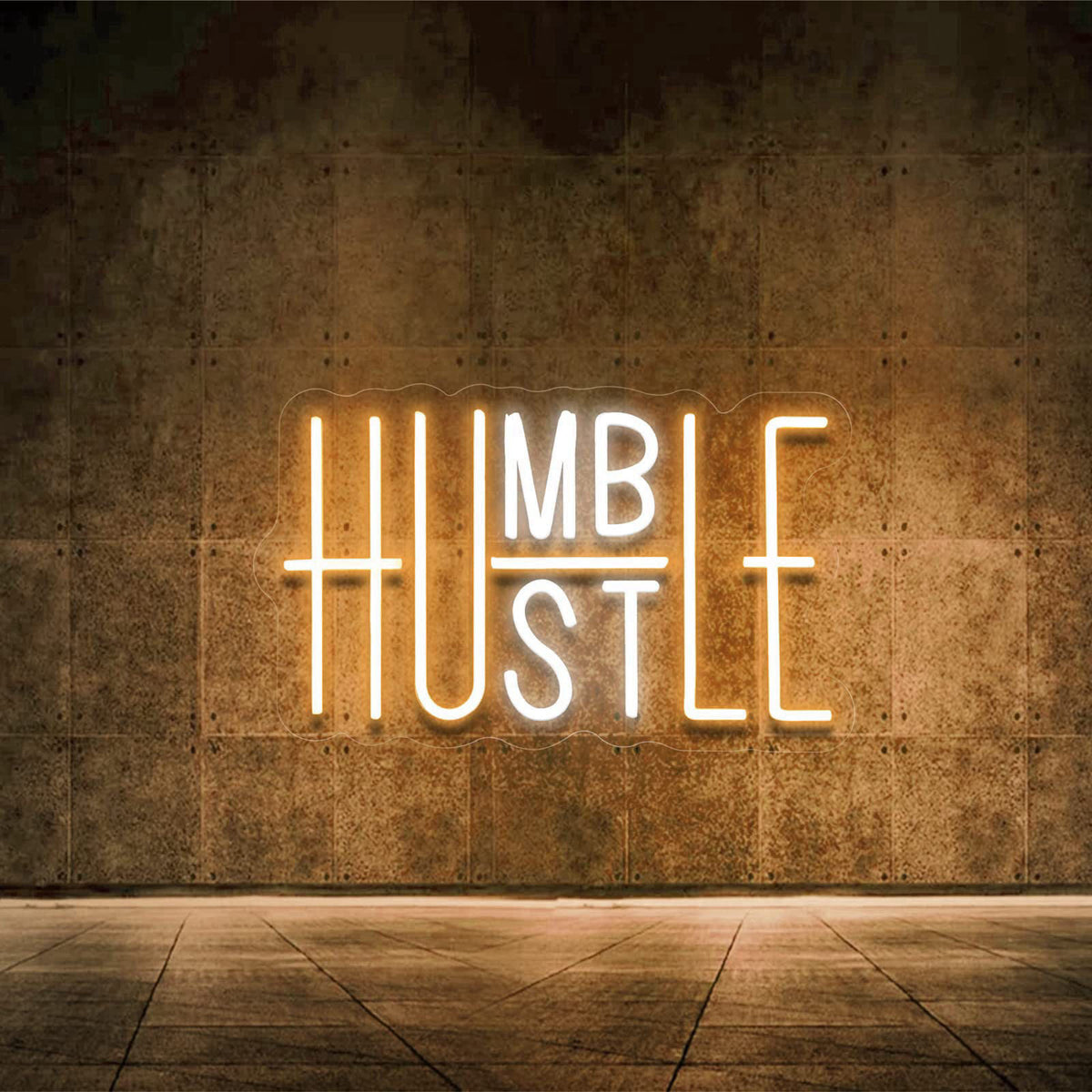 YIKBIK Hustle LED Neon Sign for Wall Decor, Humble Party Decorations, USB Powered Switch Adjustable Brightness LED Neon 