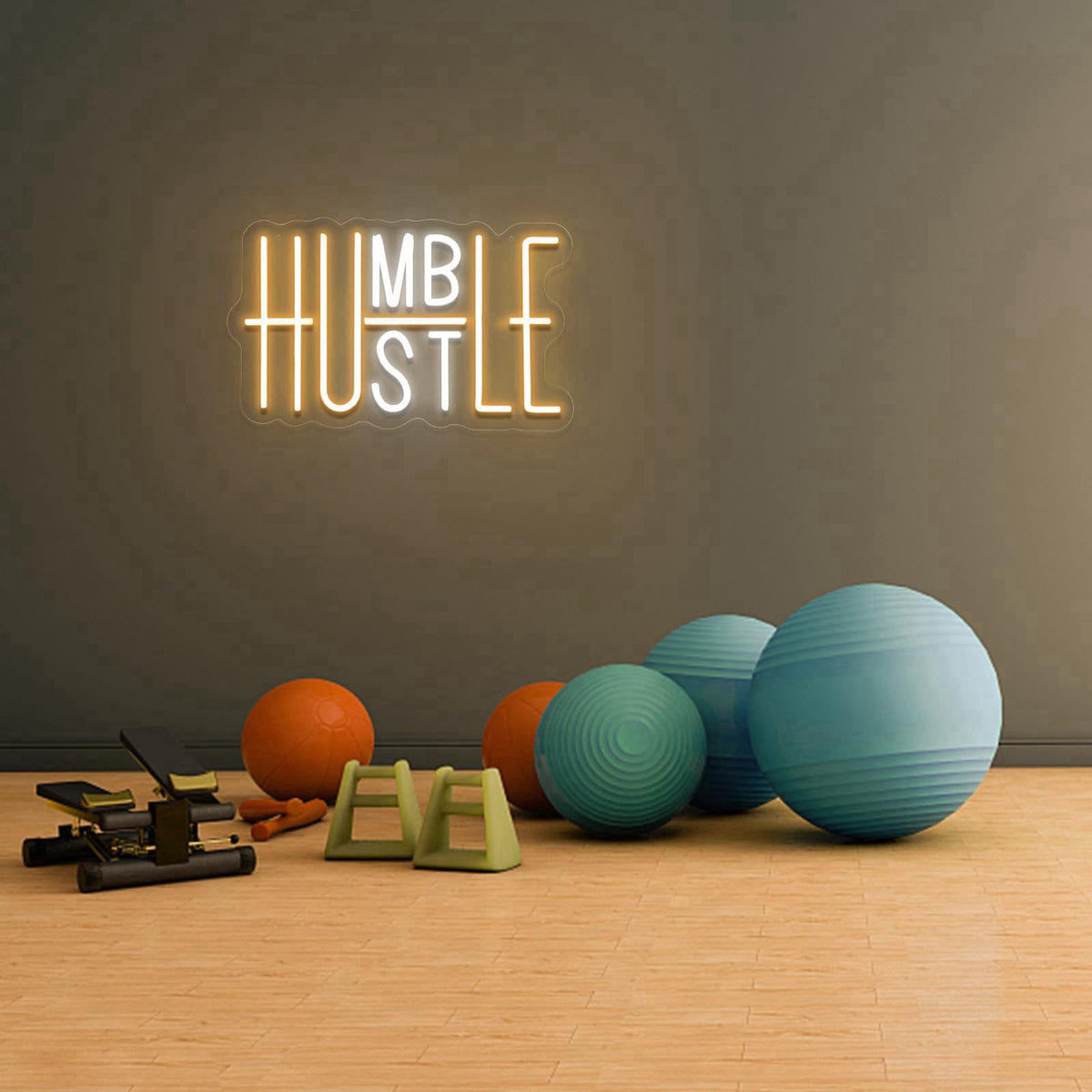 YIKBIK Hustle LED Neon Sign for Wall Decor, Humble Party Decorations, USB Powered Switch Adjustable Brightness LED Neon 