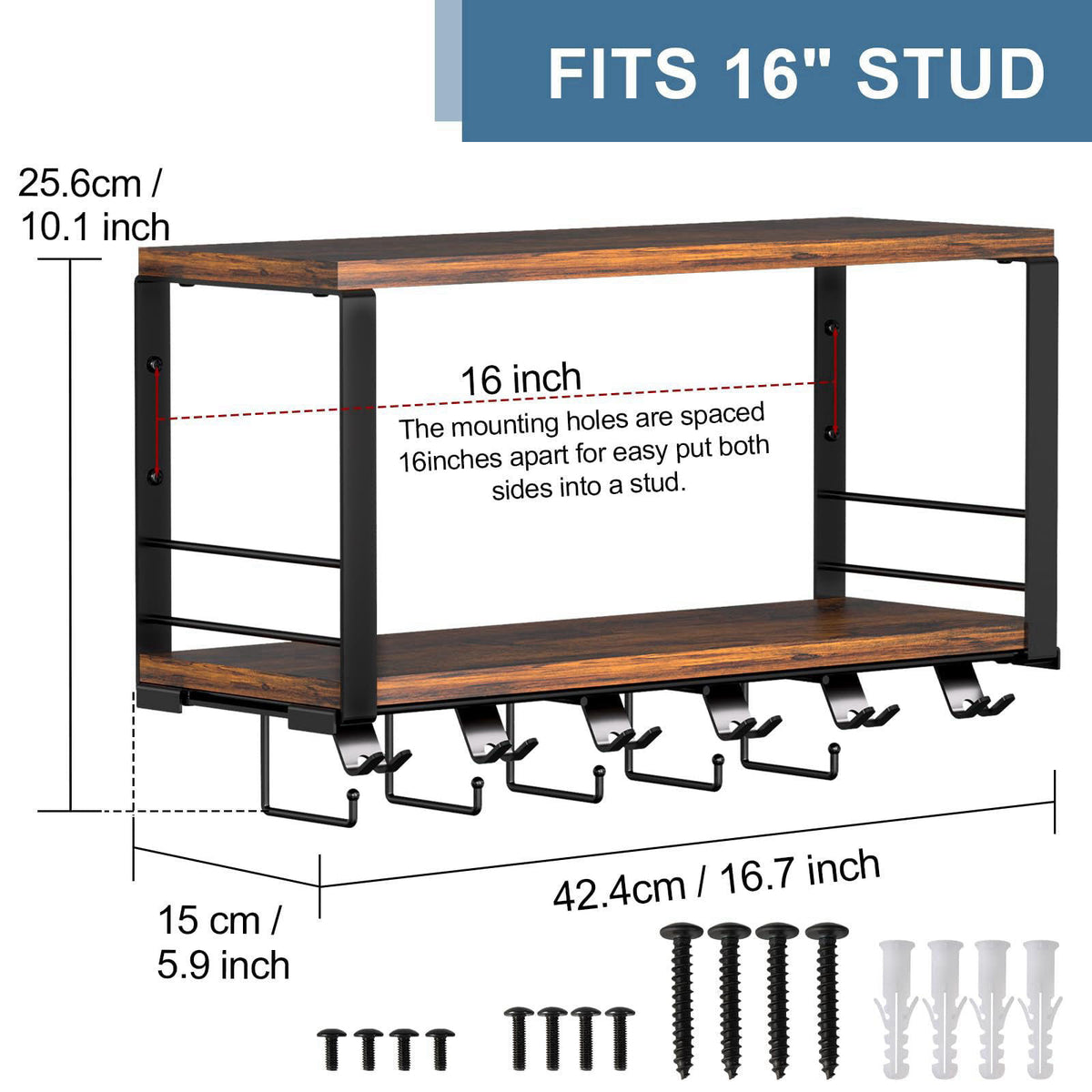 TJ.MOREE 2 Tier Floating Shelf Compatible with Tonal Accessories Wall Mount – packaging and label
