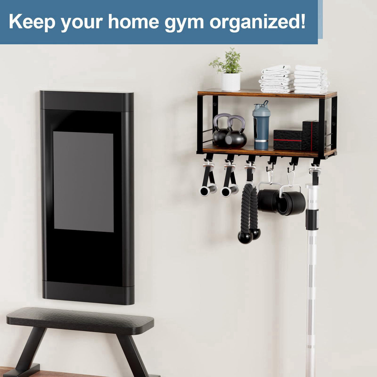 TJ.MOREE 2 Tier Floating Shelf Compatible with Tonal Accessories Wall Mount – back view and specifications