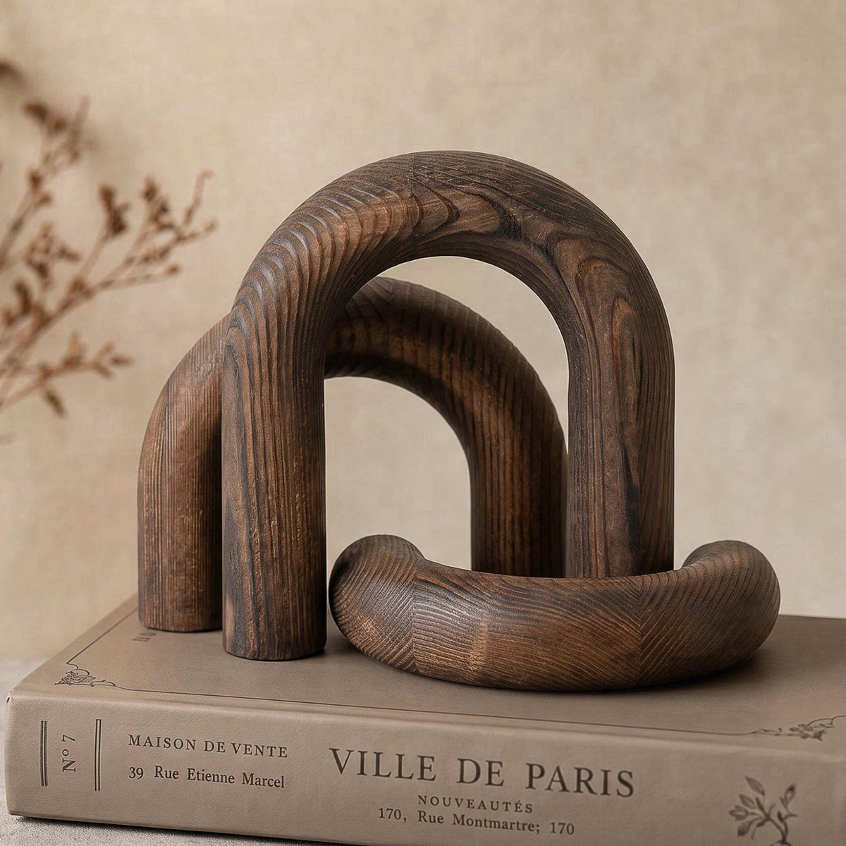 EOSAHR Pine Wood Arch Decor Set: Wood Sculpture for Table Decor, RetroBrown – product photo (Statues)